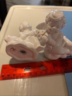 Porcelain Angel Figurine Set - White Decorative Kitchen Accent